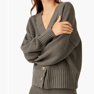 New Free People Hailee Waffle Stitch Cardigan
